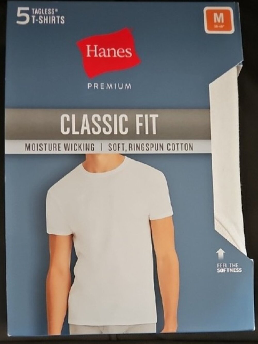 Hanes Premium Classic Fit Tagless T-Shirt White Medium New Men's Undershirt